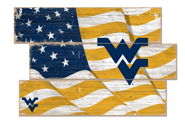 West Virginia Mountaineers 1028-Flag 3 Plank