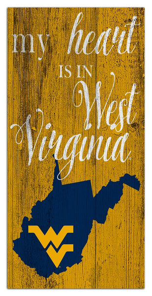West Virginia Mountaineers 2029-6X12 My heart state sign