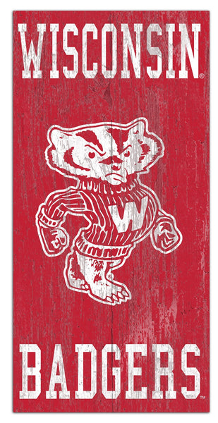 Wisconsin Badgers 0786-Heritage Logo w/ Team Name 6x12