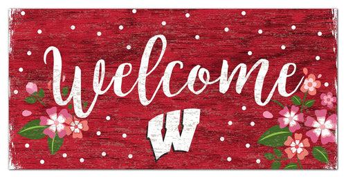 Wisconsin Badgers 0964-Welcome Floral 6x12