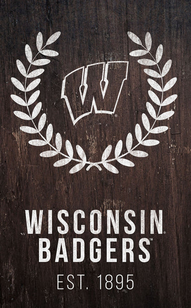 Wisconsin Badgers 0986-Laurel Wreath 11x19
