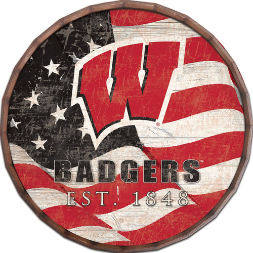 Wisconsin Badgers 1002-Flag Barrel Top 16"