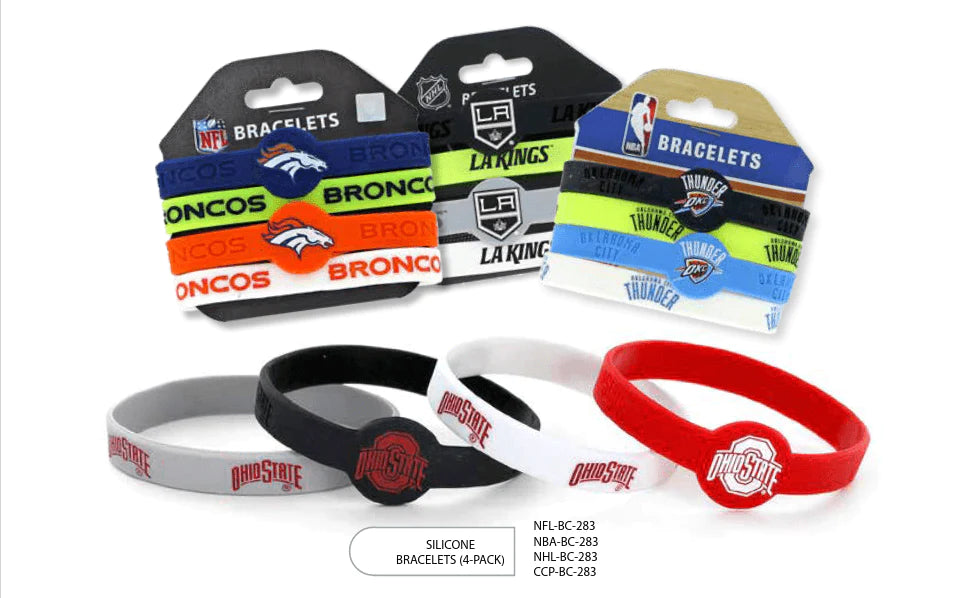 {{ Wholesale }} Akron Zips Silicone Bracelets 4-Pack 