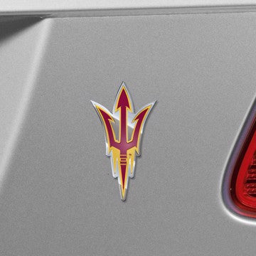 Wholesale-Arizona State Embossed Color Emblem Arizona State University Embossed Color Emblem 3.25” x 3.25” - "Pitchfork" Logo SKU: 60510