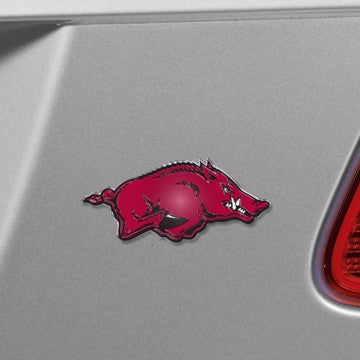 Wholesale-Arkansas Embossed Color Emblem University of Arkansas Embossed Color Emblem 3.25” x 3.25” - "Razorback" Logo SKU: 60514