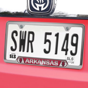 Wholesale-Arkansas Embossed License Plate Frame University of Arkansas Embossed License Plate Frame 12.25” x 6.25” - Primary Logo and Wordmark SKU: 61975