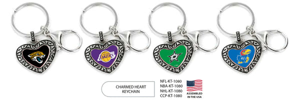 {{ Wholesale }} Arkansas Razorbacks Charmed Heart Keychains 