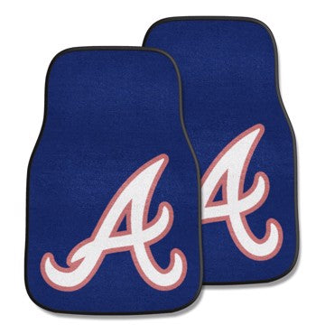 Wholesale-Atlanta Braves 2-pc Carpet Car Mat Set MLB Auto Floor Mat - 2 piece Set - 17" x 27" SKU: 6430