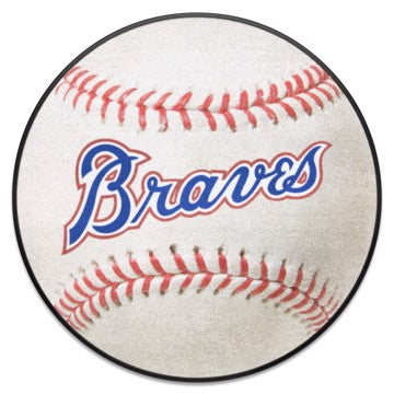 Wholesale-Atlanta Braves Baseball Mat - Retro Collection MLB Accent Rug - Round - 27" diameter SKU: 2045