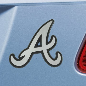 Wholesale-Atlanta Braves Emblem - Chrome MLB Exterior Auto Accessory - Chrome Emblem - 2" x 3.2" SKU: 26508
