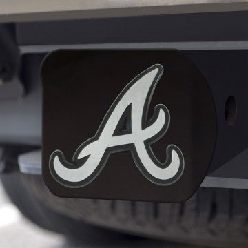 Wholesale-Atlanta Braves Hitch Cover MLB Chrome Emblem on Black Hitch - 3.4" x 4" SKU: 26502