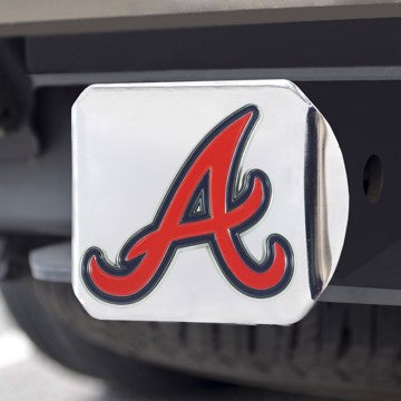 Wholesale-Atlanta Braves Hitch Cover MLB Color Emblem on Chrome Hitch - 3.4" x 4" SKU: 26510