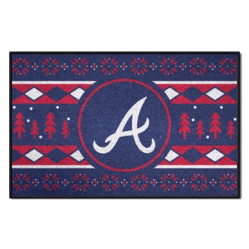 Wholesale-Atlanta Braves Holiday Sweater Starter Mat MLB Accent Rug - 19" x 30" SKU: 26390