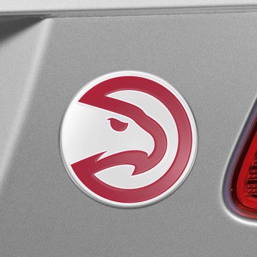 Wholesale-Atlanta Hawks Embossed Color Emblem NBA Exterior Auto Accessory - Aluminum Color SKU: 60424