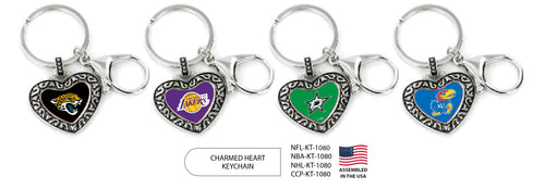 {{ Wholesale }} Auburn Tigers Charmed Heart Keychains 