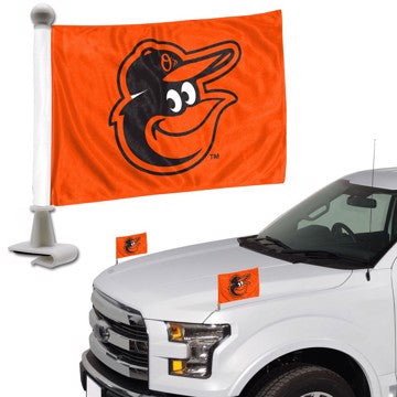 Wholesale-Baltimore Orioles Ambassador Flags MLB Mini Auto Flags - 2 Piece - 4" x 6" SKU: 63307