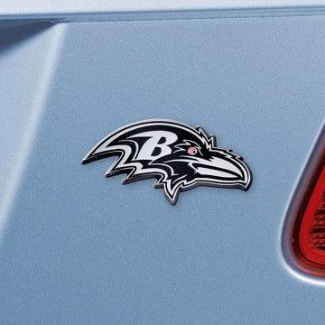 Wholesale-Baltimore Ravens Emblem - Chrome NFL Exterior Auto Accessory - Chrome Emblem - 2" x 3.2" SKU: 15622