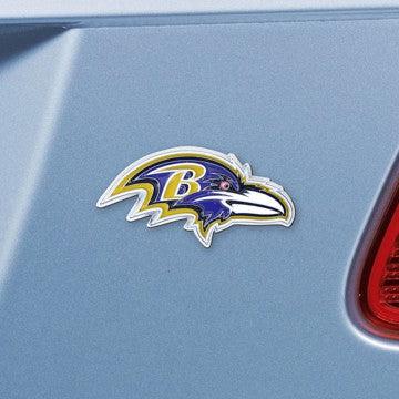 Wholesale-Baltimore Ravens Emblem - Chrome NFL Exterior Auto Accessory - Color Emblem - 3.2" x 3" SKU: 22533