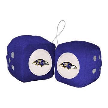 Wholesale-Baltimore Ravens Fuzzy Dice NFL 3" Cubes SKU: 31970