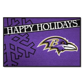 Wholesale-Baltimore Ravens Happy Holidays Starter Mat NFL Accent Rug - 19" x 30" SKU: 17625