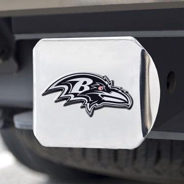 Wholesale-Baltimore Ravens Hitch Cover NFL Chrome Emblem on Chrome Hitch - 3.4" x 4" SKU: 15623