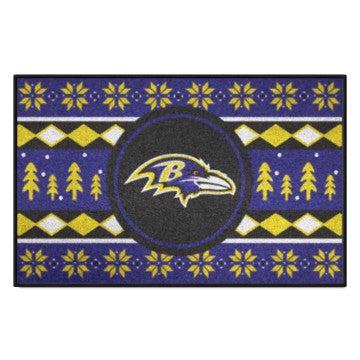 Wholesale-Baltimore Ravens Holiday Sweater Starter Mat NFL Accent Rug - 19" x 30" SKU: 26192