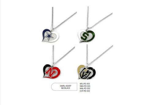 {{ Wholesale }} Boise State Broncos Swirl Heart Necklaces 