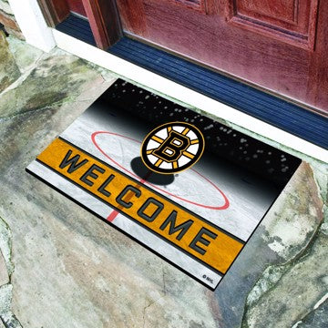 Wholesale-Boston Bruins Crumb Rubber Door Mat NHL Outdoor Door Mat - 18" x 30" SKU: 21263