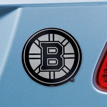 Wholesale-Boston Bruins Emblem - Chrome NHL Exterior Auto Accessory - Chrome Emblem - 2" x 3.2" SKU: 14837