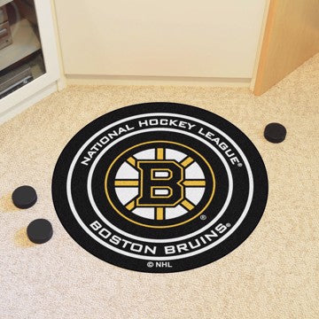 Wholesale-Boston Bruins Puck Mat NHL Accent Rug - Round - 27" diameter SKU: 10495