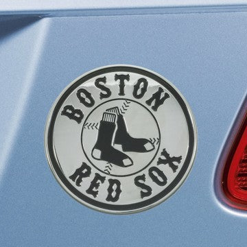 Wholesale-Boston Red Sox Emblem - Chrome MLB Exterior Auto Accessory - Chrome Emblem - 2" x 3.2" SKU: 15634