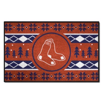 Wholesale-Boston Red Sox Holiday Sweater Starter Mat MLB Accent Rug - 19" x 30" SKU: 29173