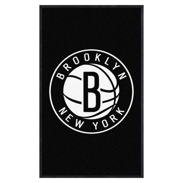 Wholesale-Brooklyn Nets 3X5 High-Traffic Mat with Rubber Backing NBA Commercial Mat - Portrait Orientation - Indoor - 33.5" x 57" SKU: 9932