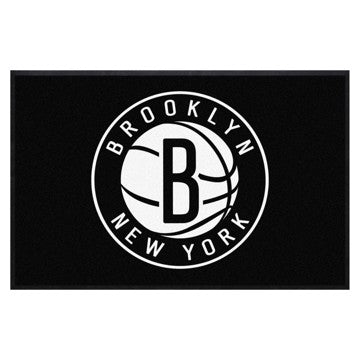 Wholesale-Brooklyn Nets 4X6 High-Traffic Mat with Rubber Backing NBA Commercial Mat - Landscape Orientation - Indoor - 43" x 67" SKU: 9933