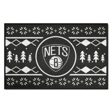 Wholesale-Brooklyn Nets Holiday Sweater Starter Mat NBA Accent Rug - 19" x 30" SKU: 26817