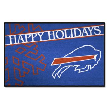 Wholesale-Buffalo Bills Happy Holidays Starter Mat NFL Accent Rug - 19" x 30" SKU: 17626
