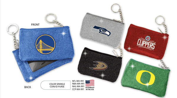 {{ Wholesale }} BYU Cougars Color Sparkle Coin Id Purse 