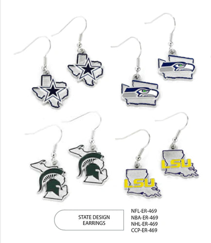 {{ Wholesale }} BYU Cougars State Design Earrings 