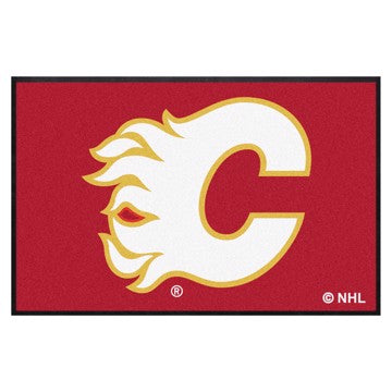 Wholesale-Calgary Flames 4X6 High-Traffic Mat with Rubber Backing NHL Commercial Mat - Landscape Orientation - Indoor - 43" x 67" SKU: 12839