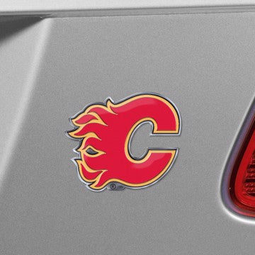 Wholesale-Calgary Flames Embossed Color Emblem NHL Exterior Auto Accessory - Aluminum Color SKU: 60480