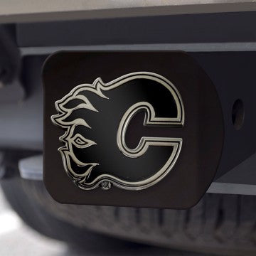 Wholesale-Calgary Flames Hitch Cover NHL Chrome Emblem on Black Hitch - 3.4" x 4" SKU: 21000