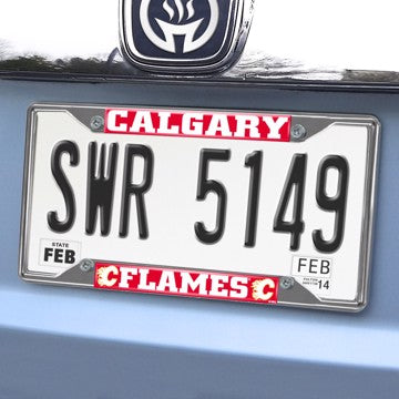 Wholesale-Calgary Flames License Plate Frame NHL Exterior Auto Accessory - 6.25" x 12.25" SKU: 16998