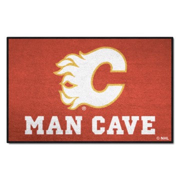 Wholesale-Calgary Flames Man Cave Starter NHL Accent Rug - 19" x 30" SKU: 14402