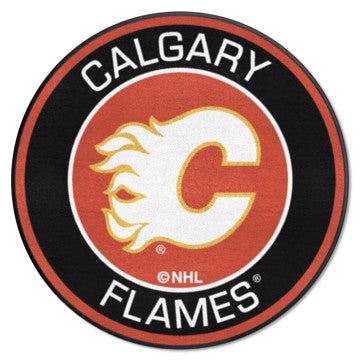 Wholesale-Calgary Flames Roundel Mat NHL Accent Rug - Round - 27" diameter SKU: 18865