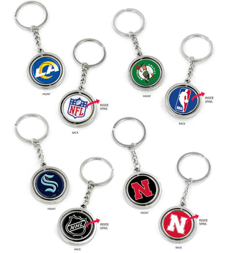 {{ Wholesale }} Calgary Flames Silver Spinning Logo Keychains 