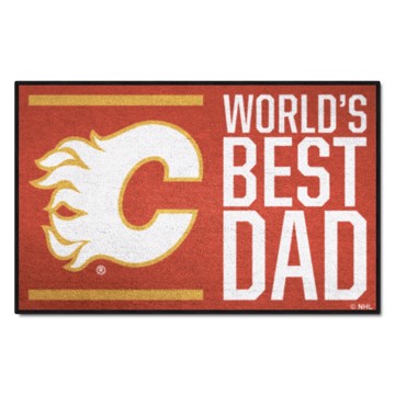 Wholesale-Calgary Flames Starter Mat - World's Best Dad NHL Accent Rug - 19" x 30" SKU: 31148