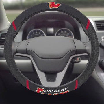 Wholesale-Calgary Flames Steering Wheel Cover NHL Universal Fit - 15" x 15" SKU: 16996