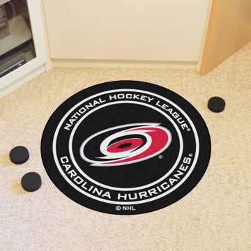 Wholesale-Carolina Hurricanes Puck Mat NHL Accent Rug - Round - 27" diameter SKU: 10528