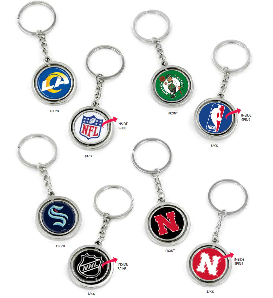 {{ Wholesale }} Central Michigan Chippewas Silver Spinning Logo Keychains 