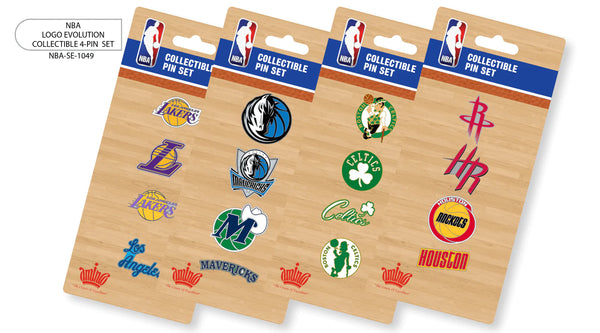 {{ Wholesale }} Charlotte Hornets NBA Logo Evalution Collectible 4-Pin Sets 